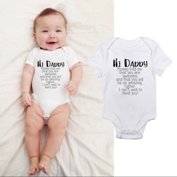 no brand Other - NEW Size 0-3 month white romper baby Announcement, baby shower, new dad gift